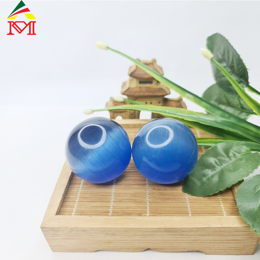 Cặp bi lăn tay đá mắt mèo xanh dương