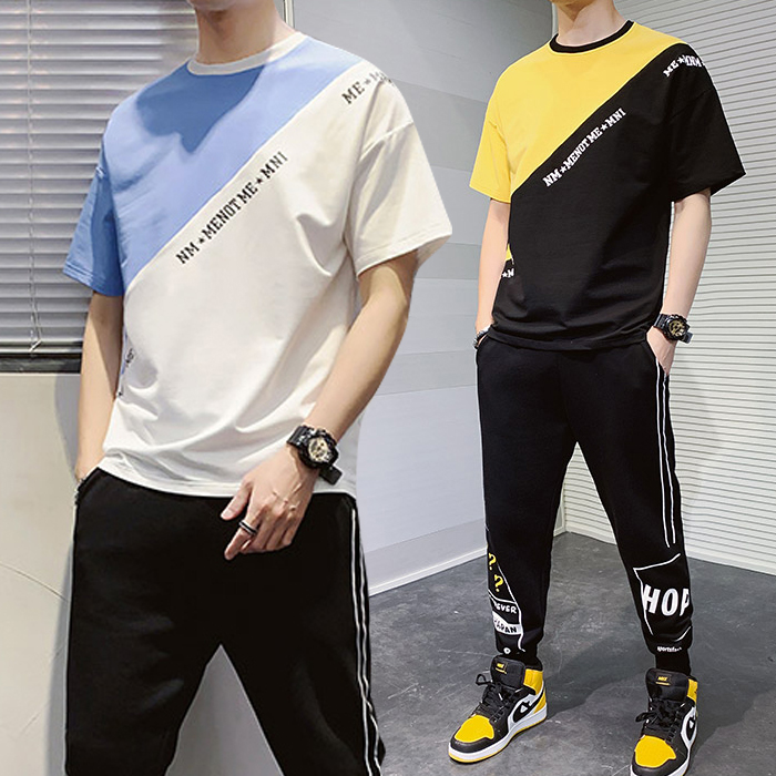 [ Free Ship Max ] Combo 02 Bộ Quần Áo Thun Thời Trang Nam Áo Ngắn Tay Cổ Tròn Phối Hai Màu Và Quần Jogger Cạp Chun Kiểu Dáng Trẻ Trung Năng Động  Glamour 2MEN QA 106
