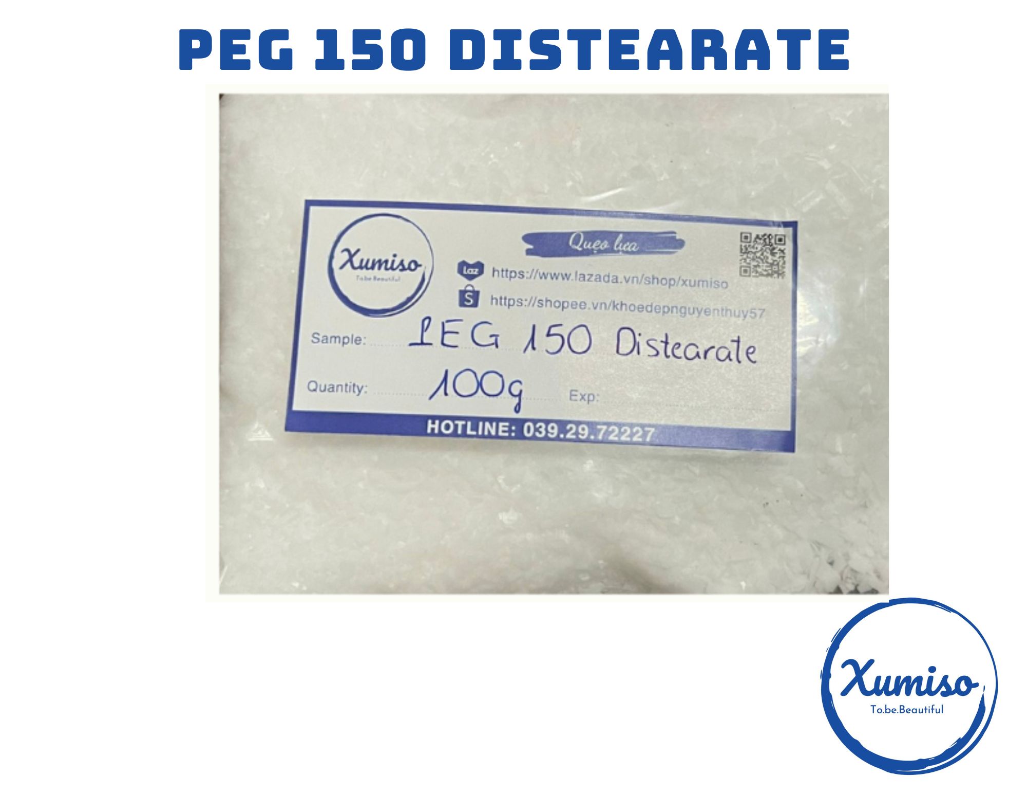 Peg 150 disterate - sáp nhũ hóa dầu gội -nguyên liệu mỹ phẩm - xumiso - 100g