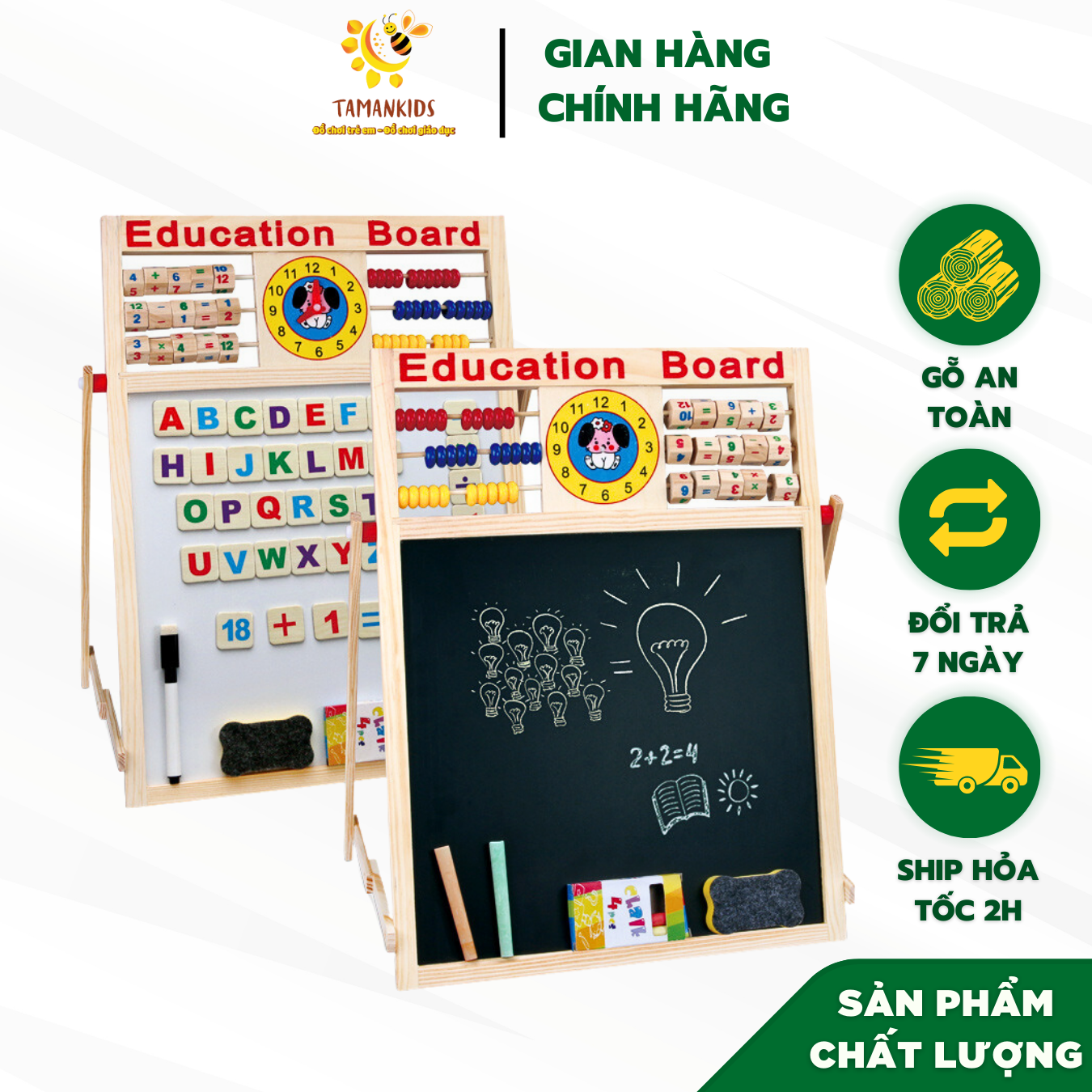 Bảng Ghép Nam Châm 2 Mặt Siêu Trí Tuệ Bằng Gỗ - Bé Học Toán, Học Chữ Cái, Học Vẽ, Bảng Học Tập, Đồ Chơi Thông Minh, Vuadochoianan