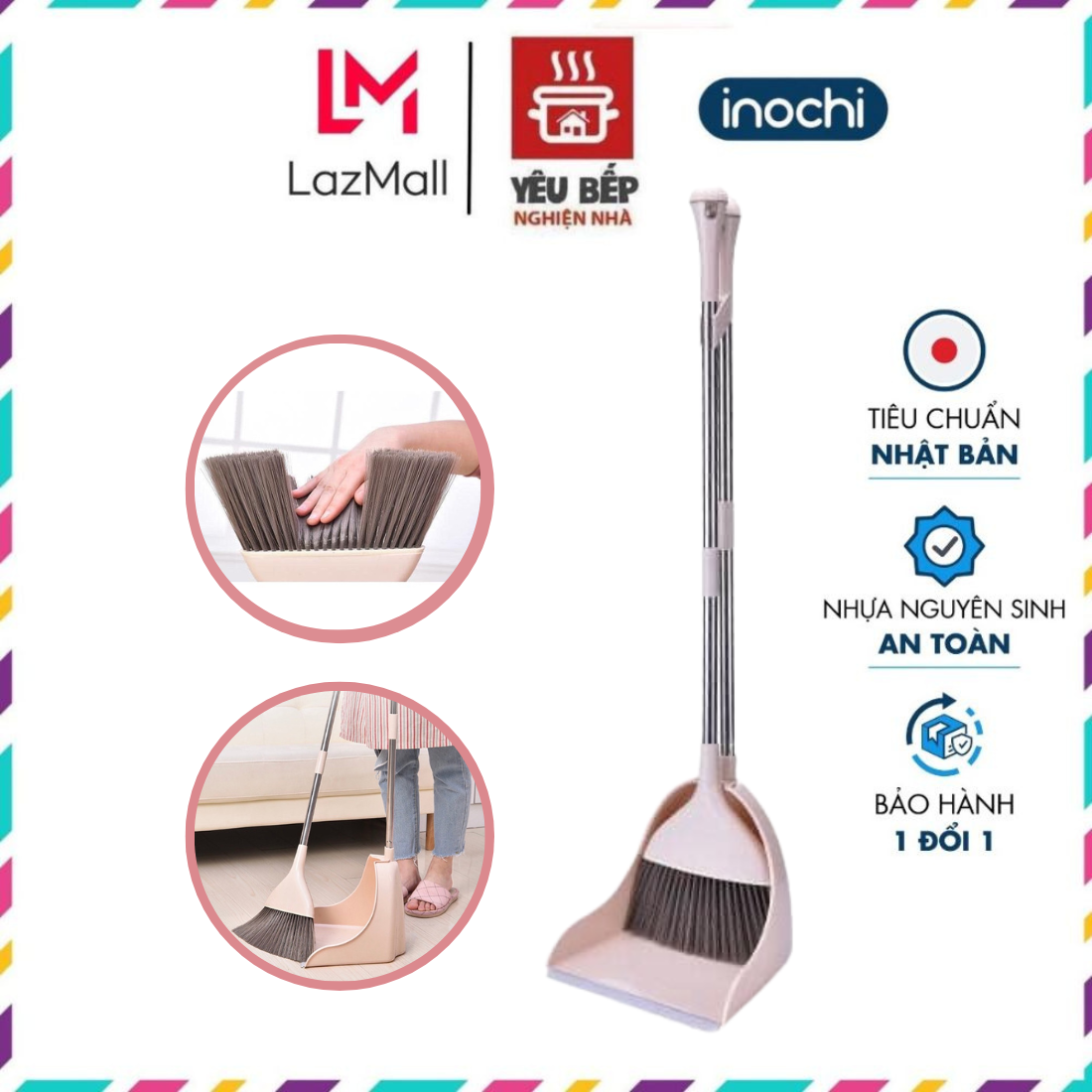 Chổi Quét nhà kèm hốt rác/ki cao Inochi , chổi quét sạch rác, lông động vật, tóc - Yêu bếp Nghiện nhà
