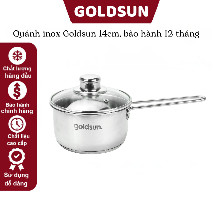 Quánh inox goldsun gpo2100-ih kích thước 14cm, bảo hành 12 tháng