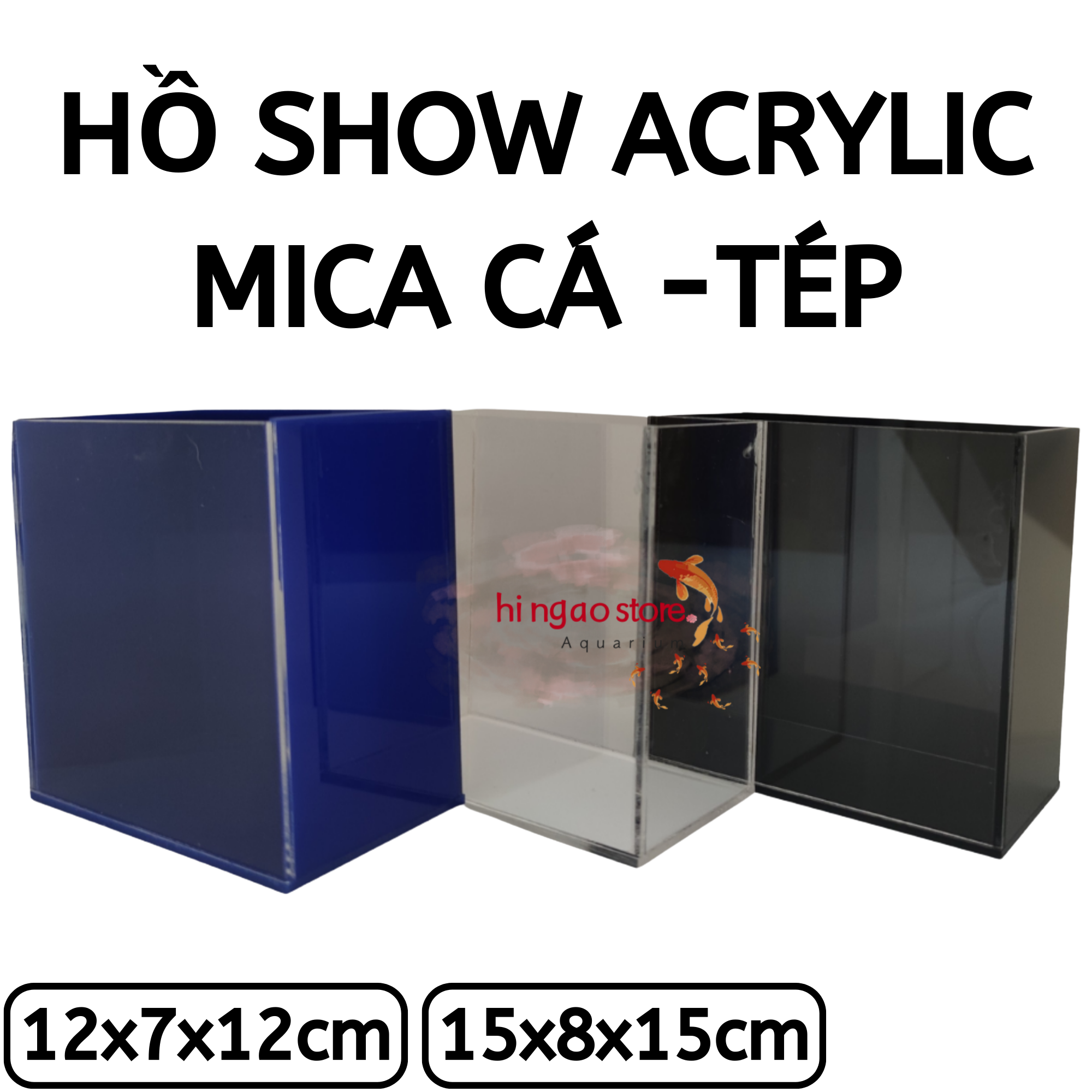 Hồ Show Cá, Hồ Arylic Show Cá, Hồ Mica Show Cá Trong suốt, Nền Đen, Nền Xanh  - Phụ kiện cá cảnh  Hingaostore.