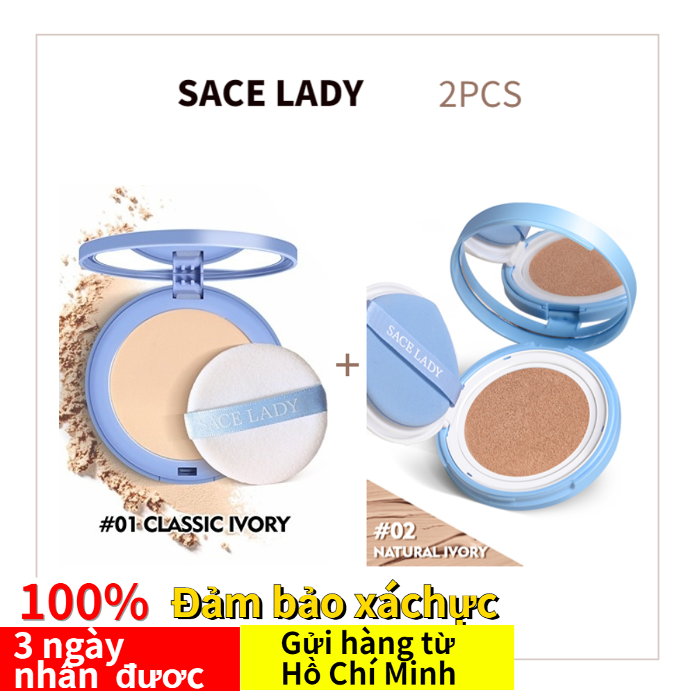 Sace lady 2pcs makeup set bb cushion+oil control waterproof face powder