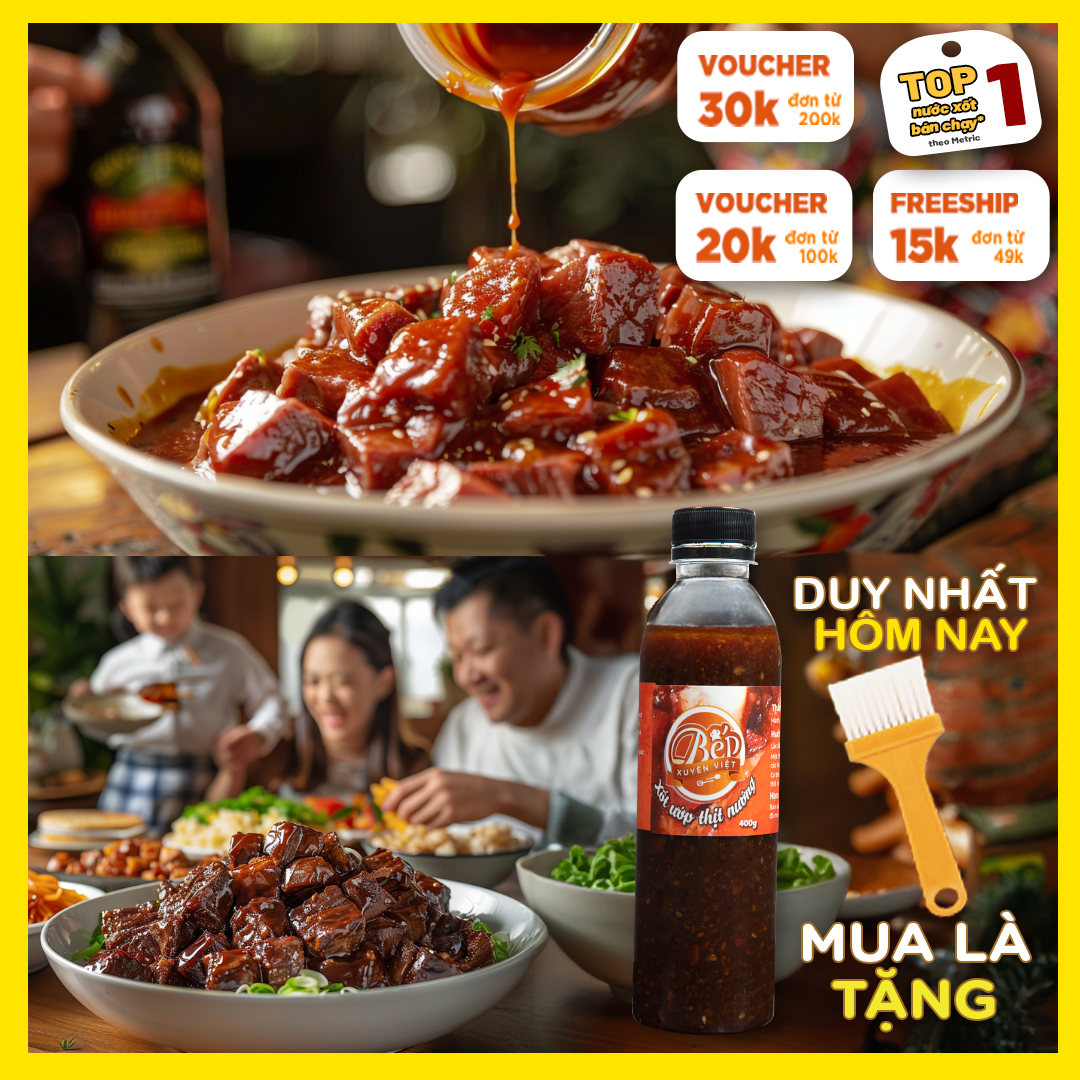 Sốt Ướp Thịt Nướng BBQ Bếp Xuyên Việt 400G, Nước Sốt Ướp Thịt, Hải Sản Tiện Lợi.