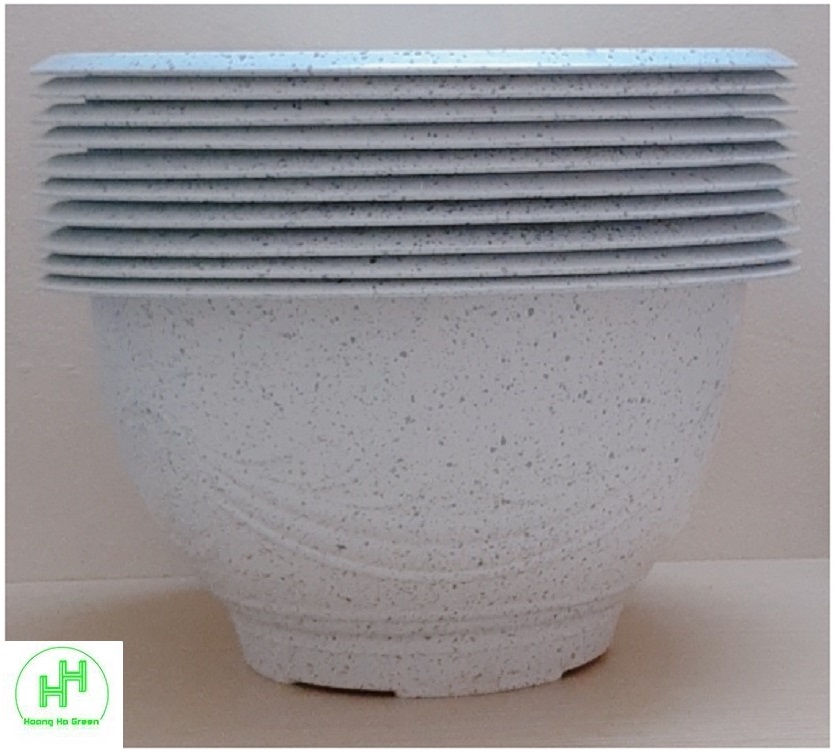 10 Chậu Nhựa Trồng Hoa, Cây Cảnh Giả Đá Trắng Trường Hải T38