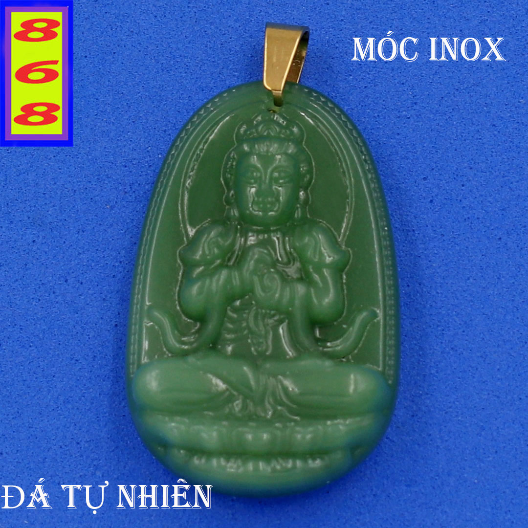 [HCM]Mặt dây chuyền phật Như lai Đại Nhật thạch anh xanh 3.6cm - Phật bản mệnh tuổi Mùi, Thân - Mặt Phật size nhỏ - Tặng kèm móc inox