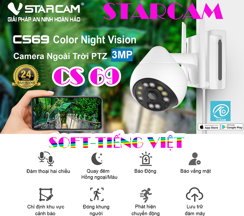 Camera IP Wifi STARCAM CS69 3MP PTZ Ngoài Trời Chính hãng