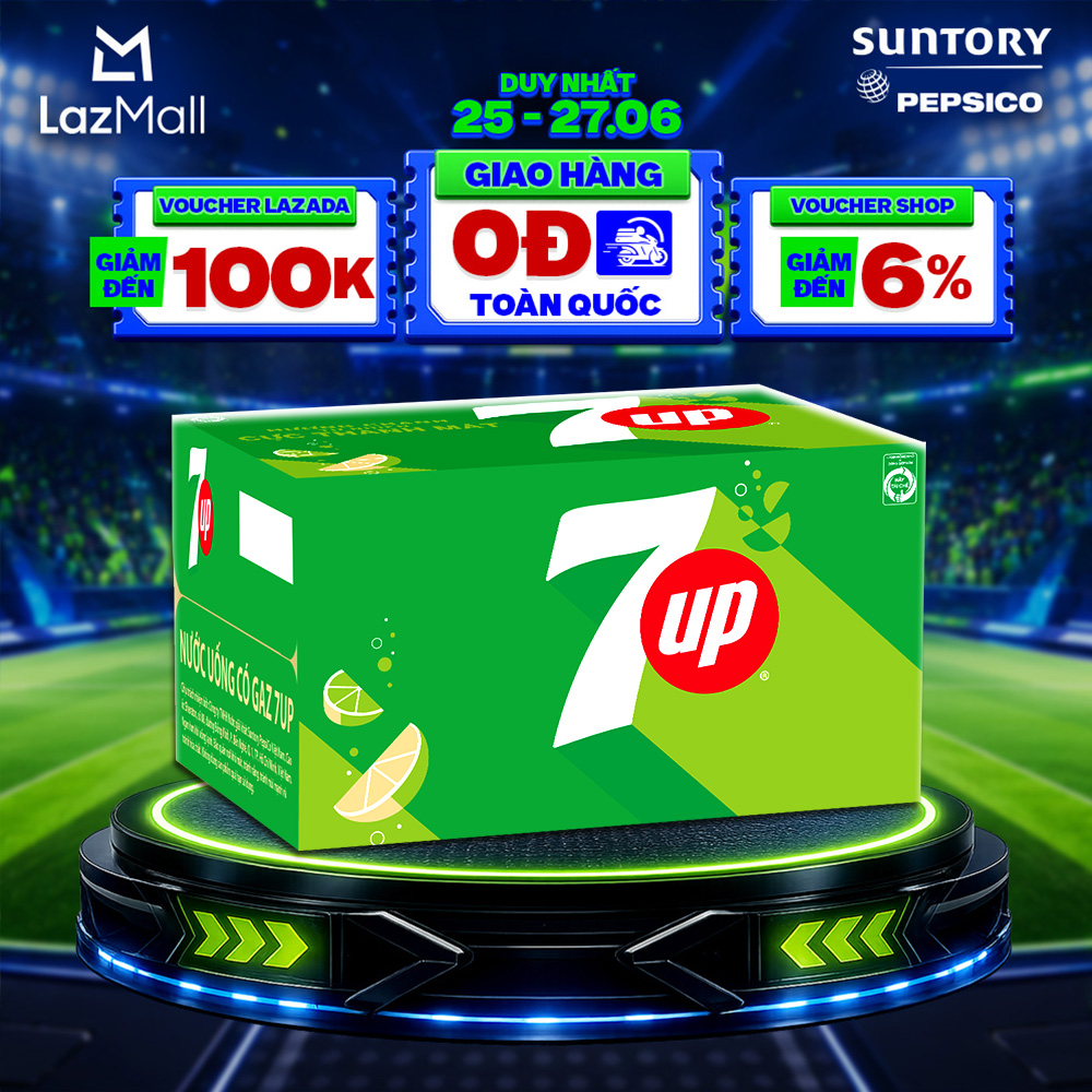 [SALE 15.6] Thùng 24 Chai Nước Ngọt Giải Khát Có Gaz 7Up (390ml/chai)