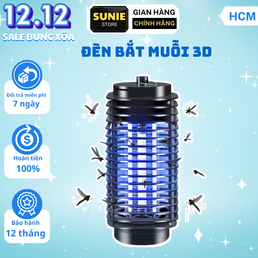 Đèn bắt muỗi Chuồn Chuồn 11W hiệu quả, bóng máy băt muỗi model đuổi chống diệt côn trùng, Đèn Diệt Côn Trùng Thông Minh