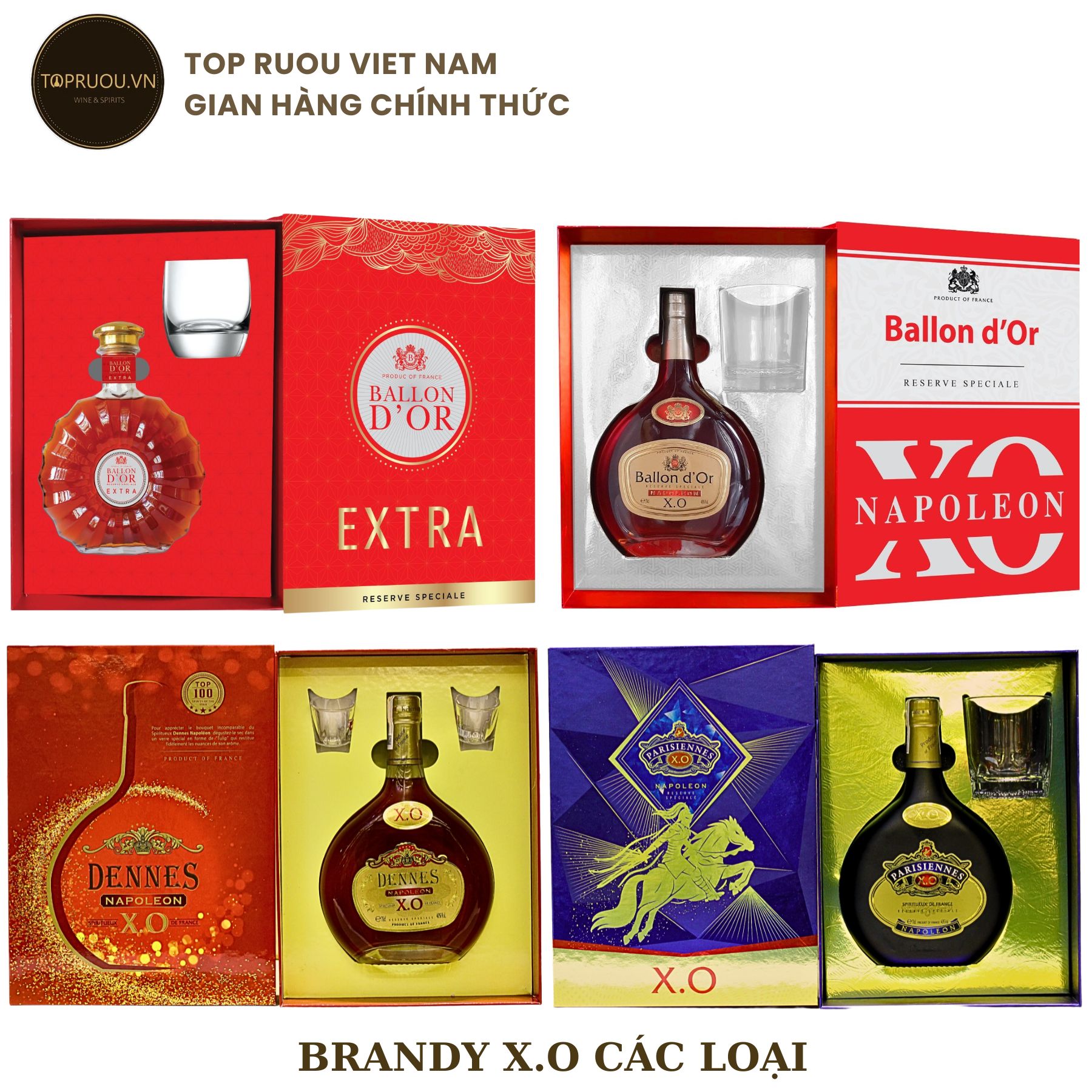 [TopRuouVietNam] Rượu Brandy XO Ballon D'or - Napoleon - Dennes 700ml [Hàng Thật]