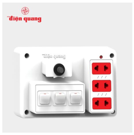Bảng Điện Nổi LiOA Vinakip Điện Quang 15A Có 3 Ổ Cắm + 2/3 Công Tắc