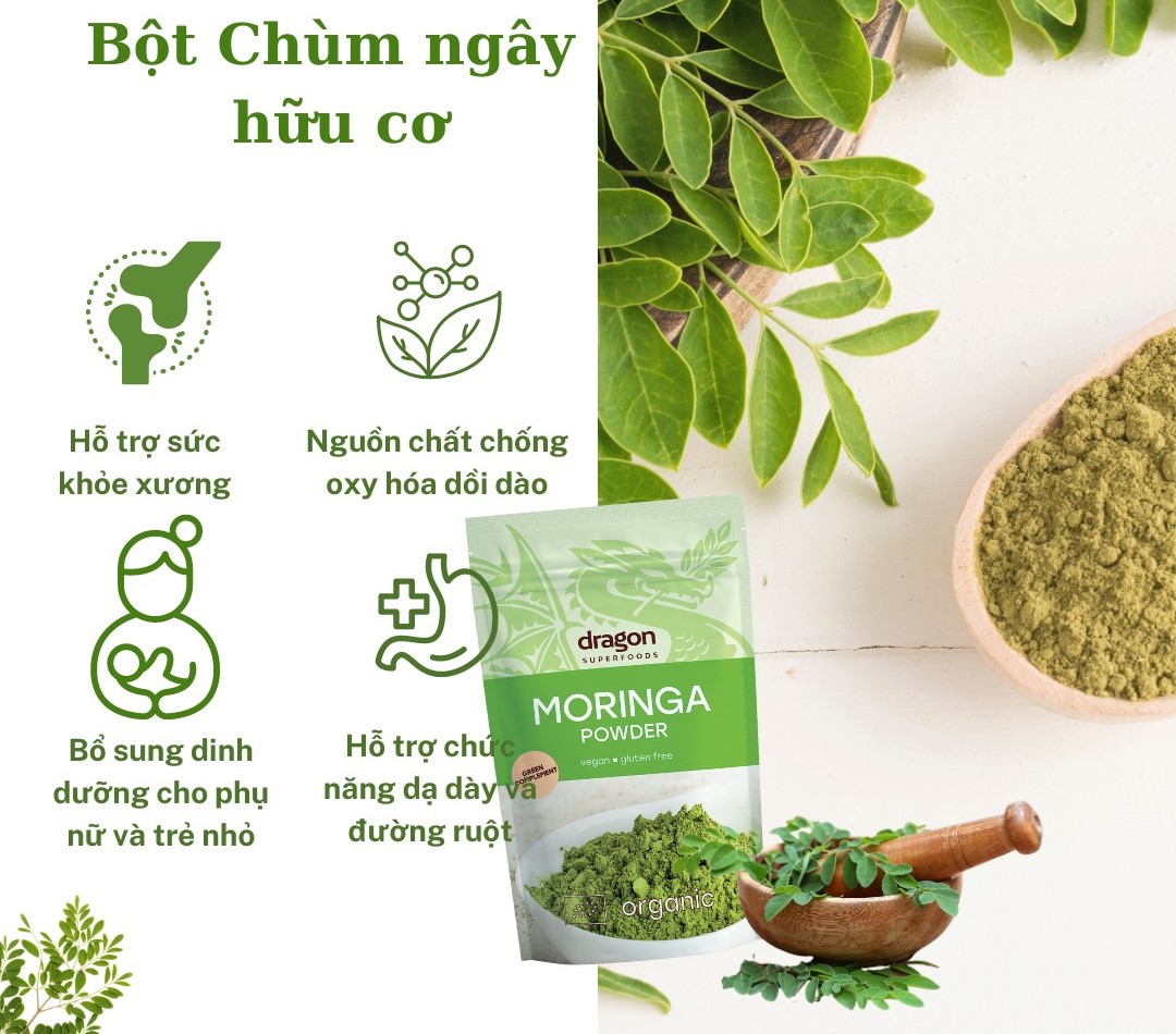 Bột chùm ngây hữu cơ - Dragon Superfoods - 200g