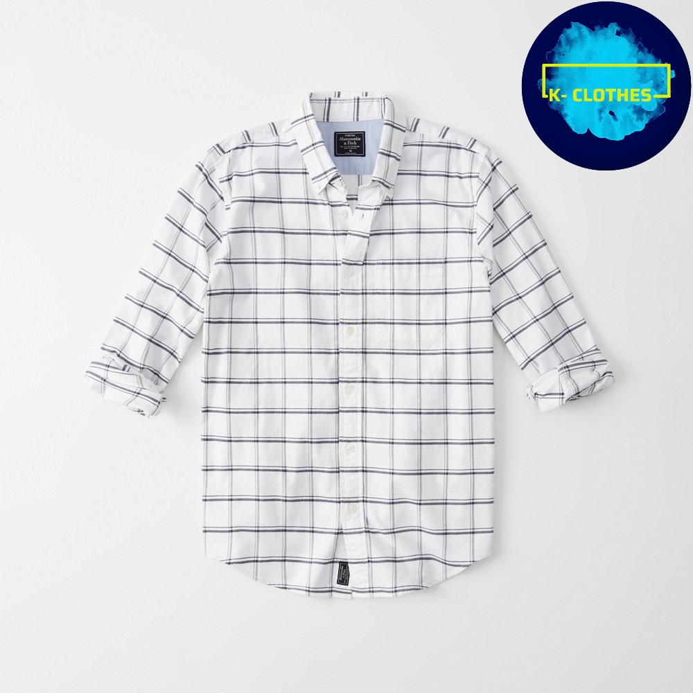 Men s shirts Abercrombie abr-usa-s112 plaid oxford shirt White