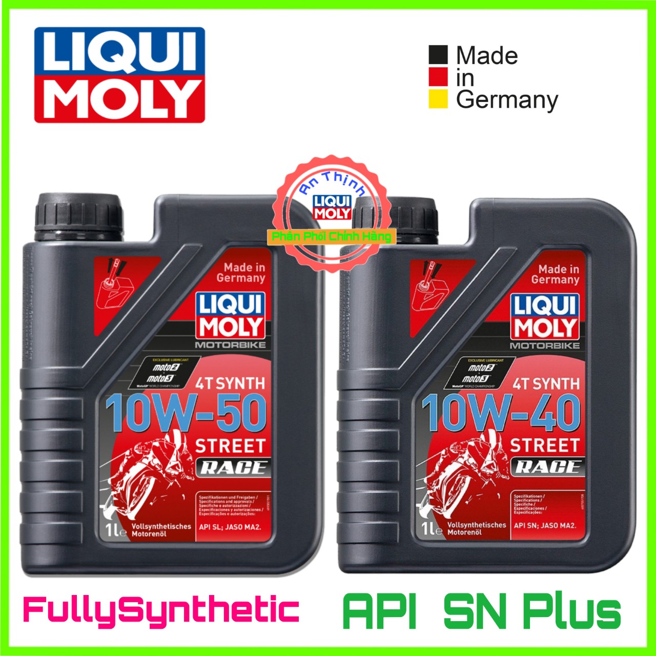 Nhớt Xe Số Tổng Hợp Toàn Phần Liqui Moly STREET RACE 4T SYNTH 10W 50 Và10W40 SN PLUS Nhập Khẩu Đức-Kiểm Tra Tem Và Mã Vạch.
