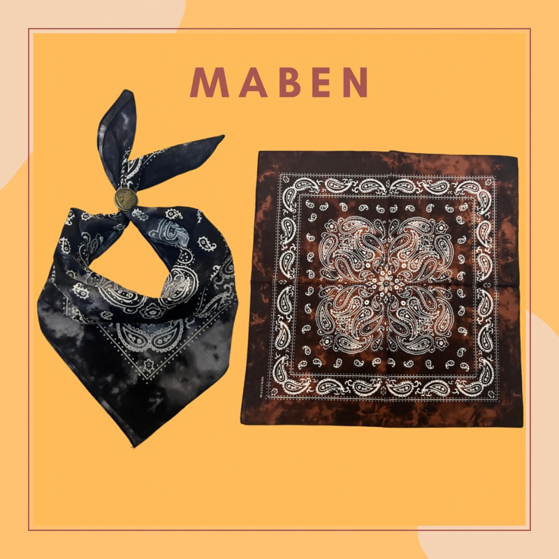 Khăn bandana loang màu đối xứng vải cotton size 55x55cm - Maben