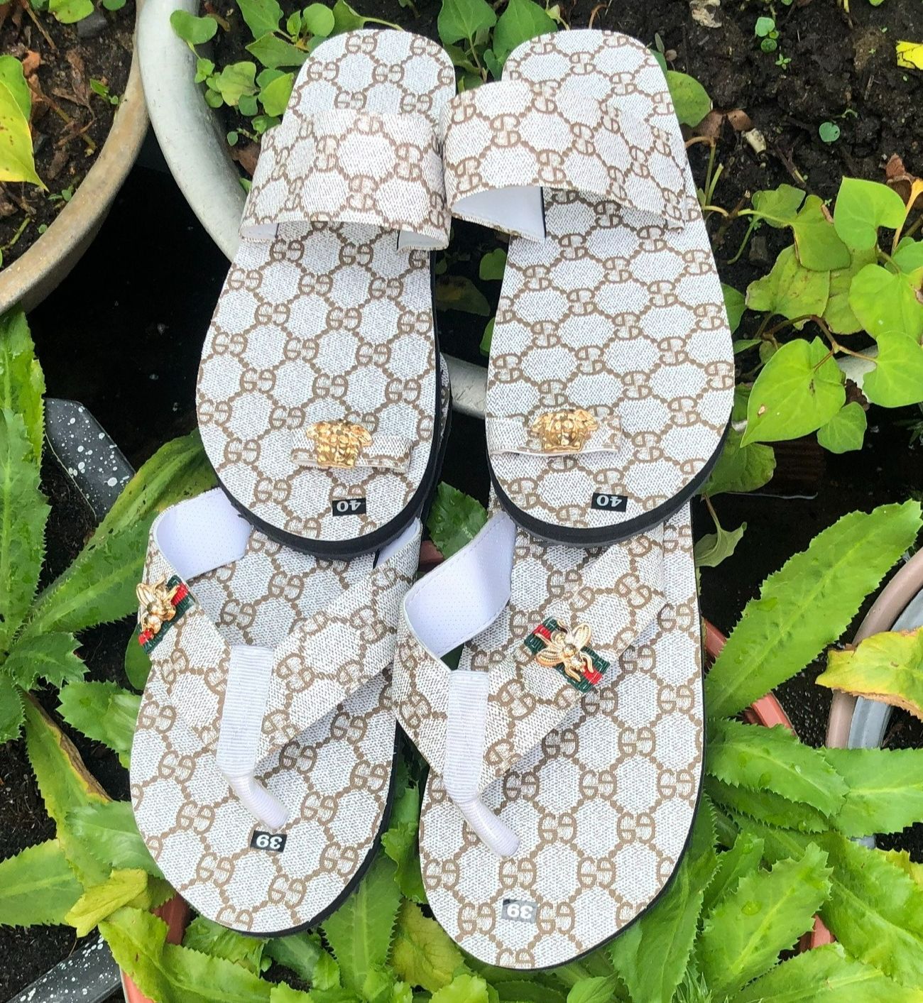 [FREESHIP + HOÀN TIỀN 50K] dép cặp nam nữ sandal đồng nai đế kem mờ gg quai cùng màu