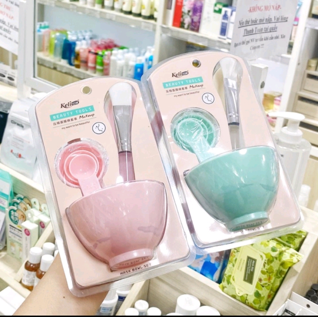 Bộ chén nhựa trộn mặt nạ 4 trong 1 - Gồm 6 Món