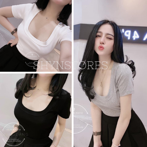 Áo thun nữ Shynstores - áo thun body cổ U ngắn tay siêu hot 3 màu vải đẹp freeship