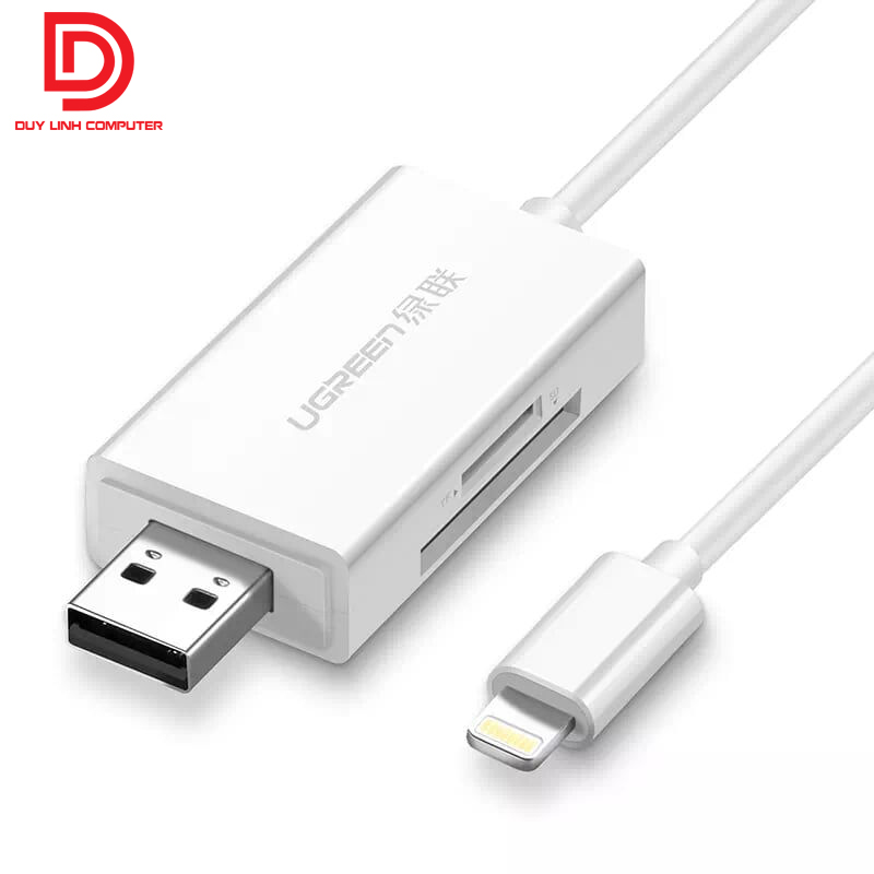 Đầu đọc thẻ nhớ sd/tf cho iphone, ipad chuẩn lightning ugreen 30612