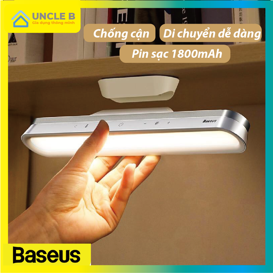Đèn Led Baseus đọc sách đế gắn tường nam châm sạc USB không dây, điều chỉnh màu sắc và độ sáng bằng cảm ứng