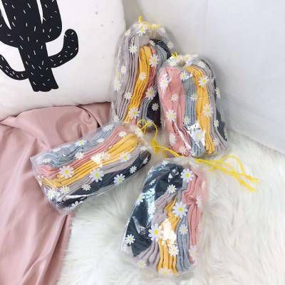 Set 10 đôi tất hoa cúc họa mi kèm túi hoa cúc