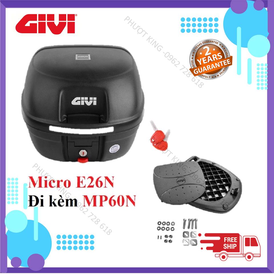 Thùng givi e26n tặng kèm đế mp60n