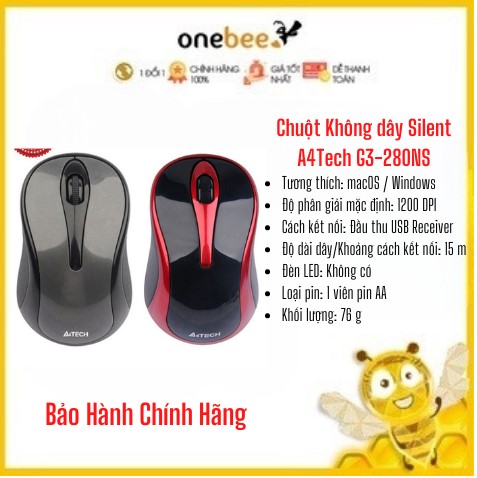 Chuột không dây silent a4tech g3-280ns _ hàng chính hãng