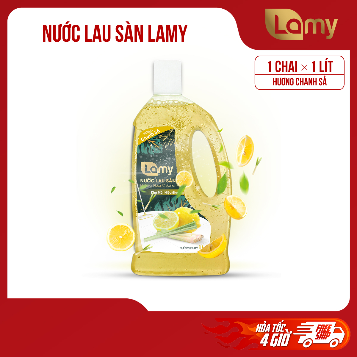 [LAMY OFFICIAL]_Nước Lau Sàn Lamy 1L Hương Chanh Sả Tươi Mới Xua Đuổi Côn Trùng Làm Sạch Mọi Bề Mặt Kháng Khuẩn