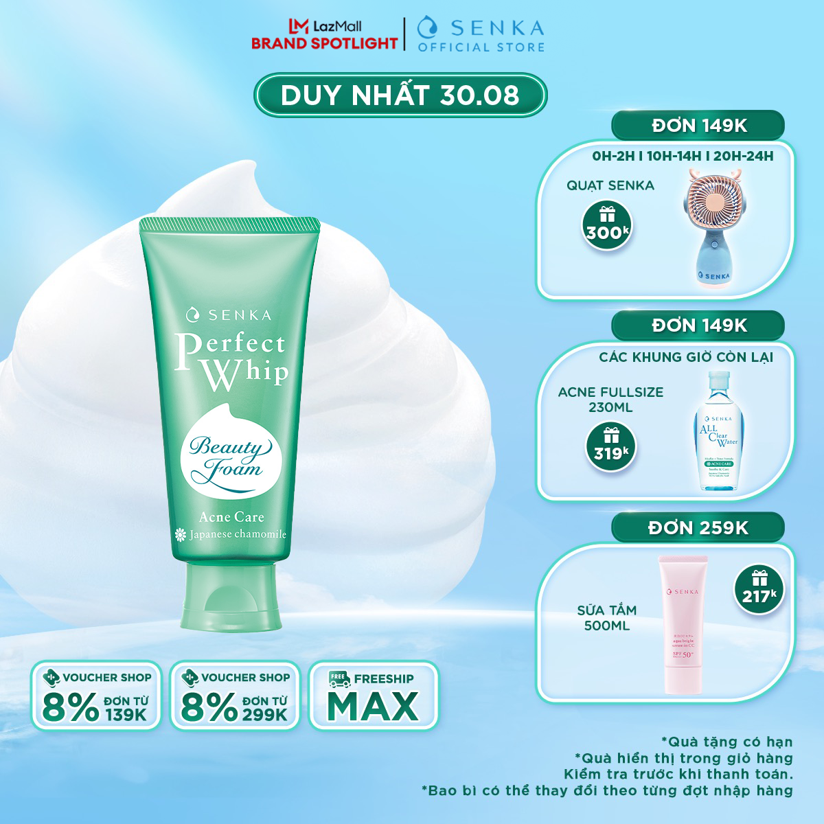 Sữa rửa mặt tạo bọt cho da mụn chứa Salycilic Acid ngăn ngừa mụn SENKA PERFECT WHIP ACNE CARE 100G