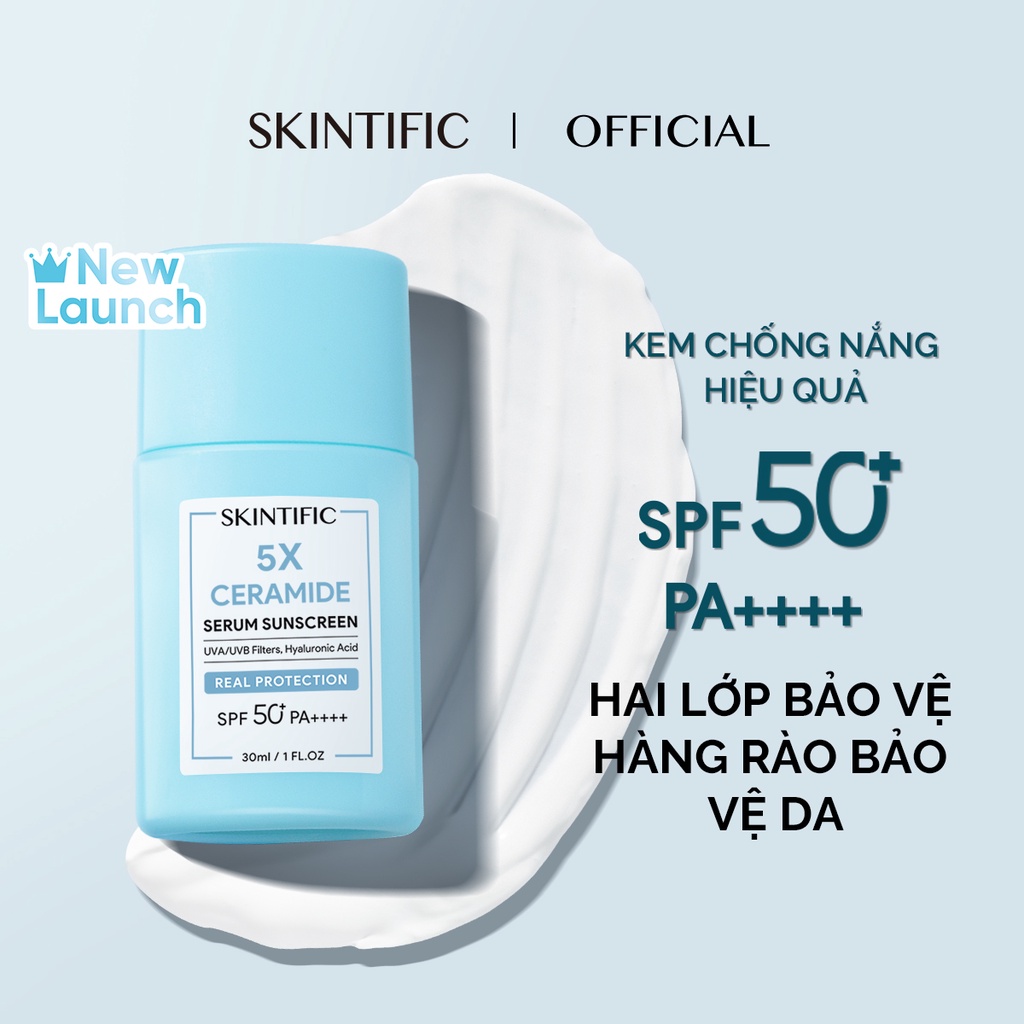 Skintific kem chống nắng 5x ceramide 30ml spf 50+ pa++++ uva uvb sunscreen sunblock