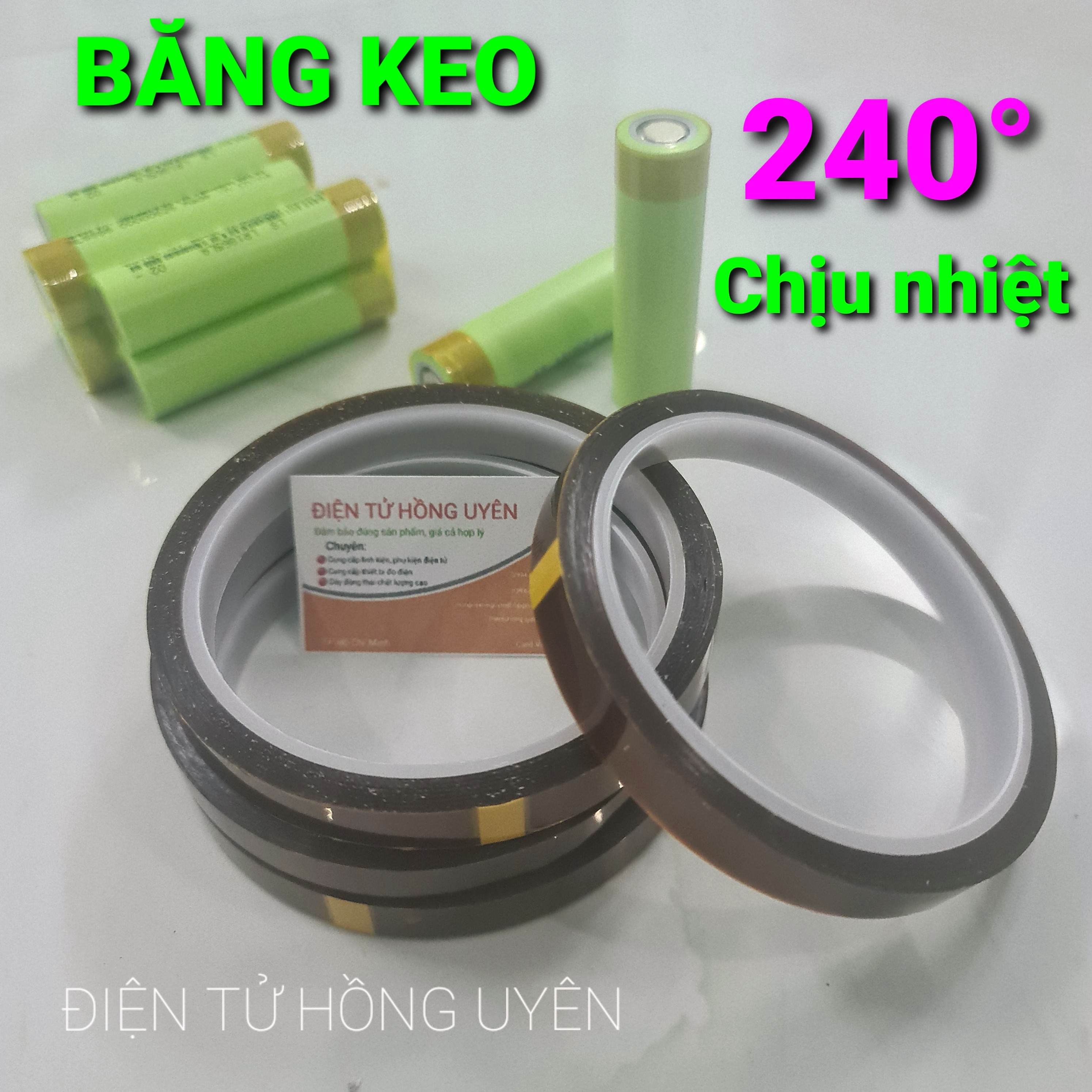 Băng keo chịu nhiệt, cách điện dán đầu cell pin. Mỗi Cuộn dài 33 mét dán mệt nghỉ 😀, Băng keo Dùng cách điện khối pin, dán đầu cell pin, cách điện mạch điện, lót cách điện quấn biến áp xung