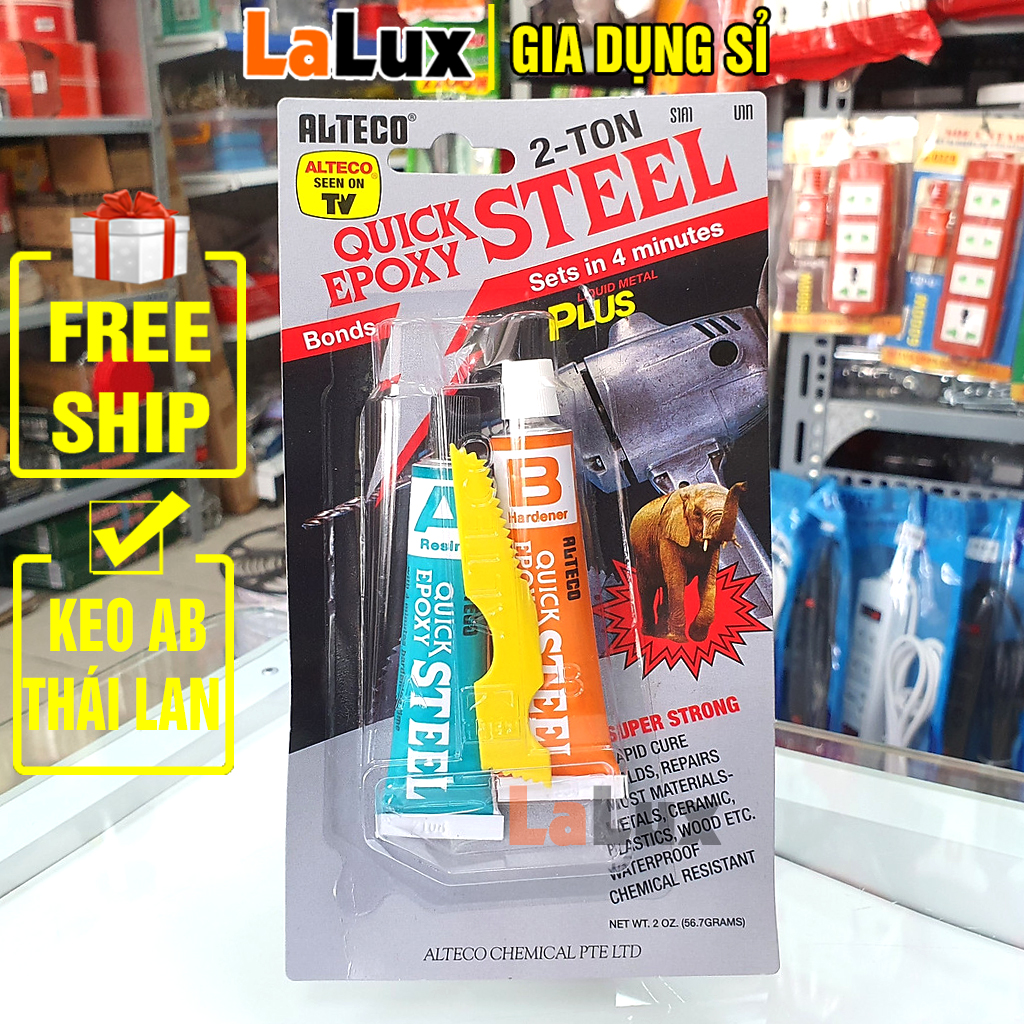 Keo Dán Sắt QUICK EPOXY STEEL 2 Thành Phần - Keo Dán Sắt Thái Lan , Keo Dán Siêu Dính , Keo Dán Đa Năng , Keo Dán Kim Loại , Gỗ , Sành Sứ LALUX