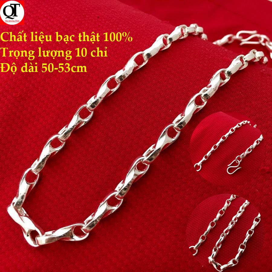Vòng cổ nam Bạc Quang Thản - Dây chuyền nam mắt mưa phay sáng chất liệu bạc thật 100% kiểu dây dạng tròn trọng lượng 10 chỉ độ dài 55-57cm - QTDCNA12(BẠC)