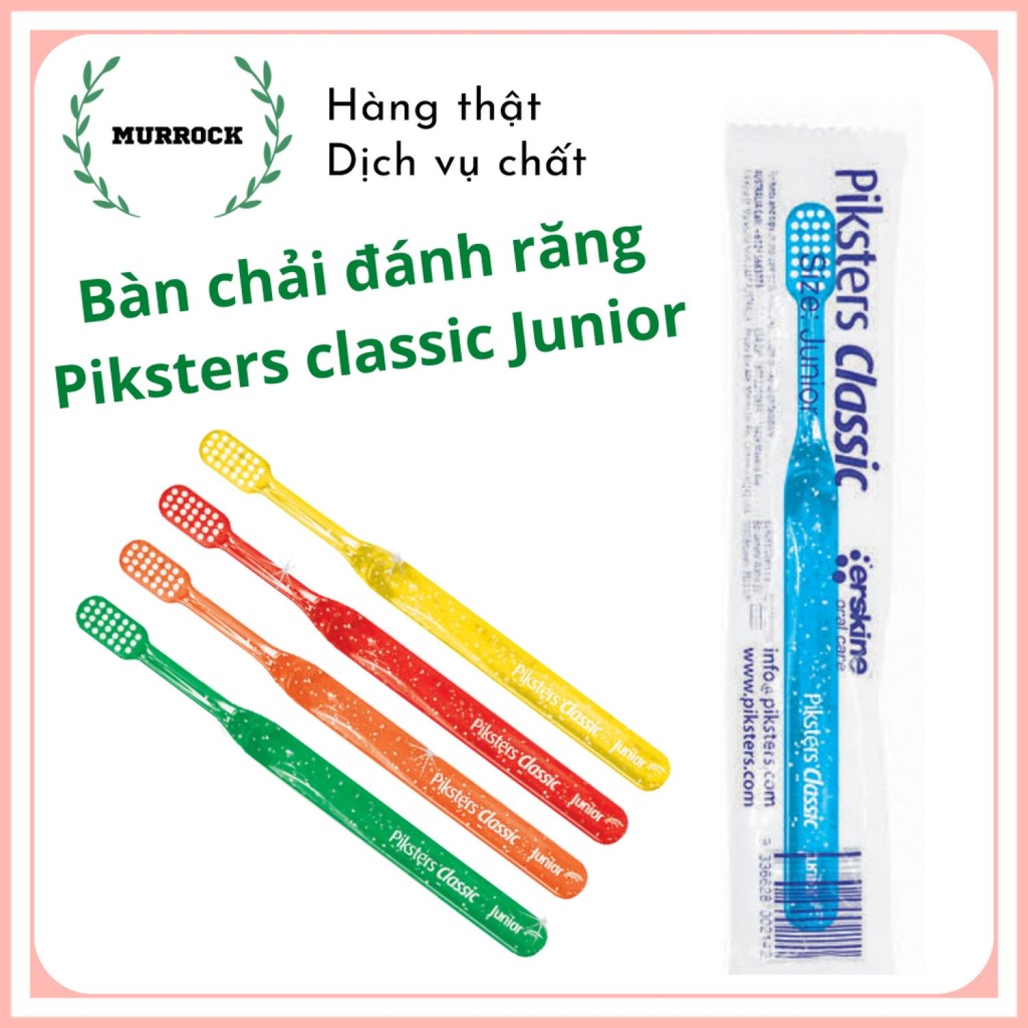 Bàn chải đánh răng trẻ em Piksters Classic soft size Junior UK Anh Quốc