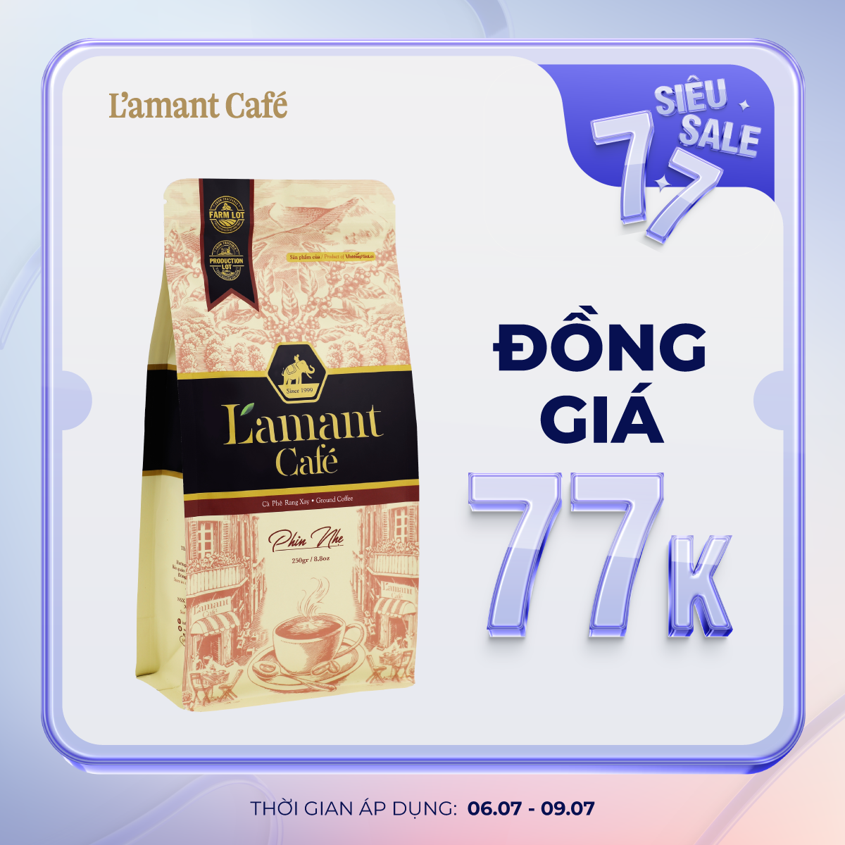 Cà phê rang xay L’amant Phin nhẹ - L’amant Ground Coffee - Light