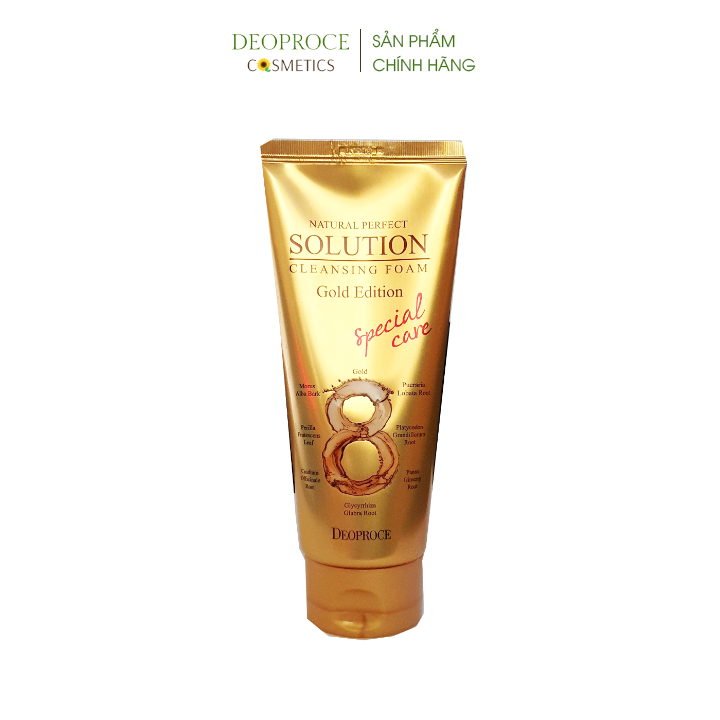 Sữa rửa mặt làm căng sáng da 8 trong 1 deoproce natural perfect solution cleansing foam gold edition 170g