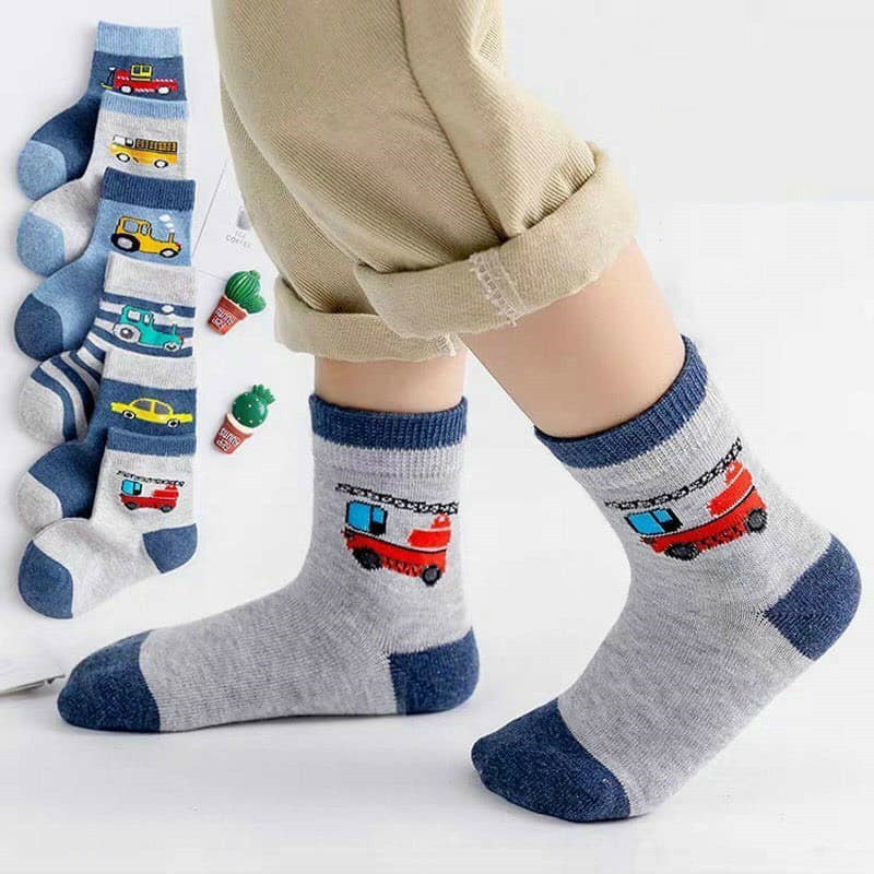Set 10 đôi Tất cổ cao cho bé trai hình ô tô - TB11