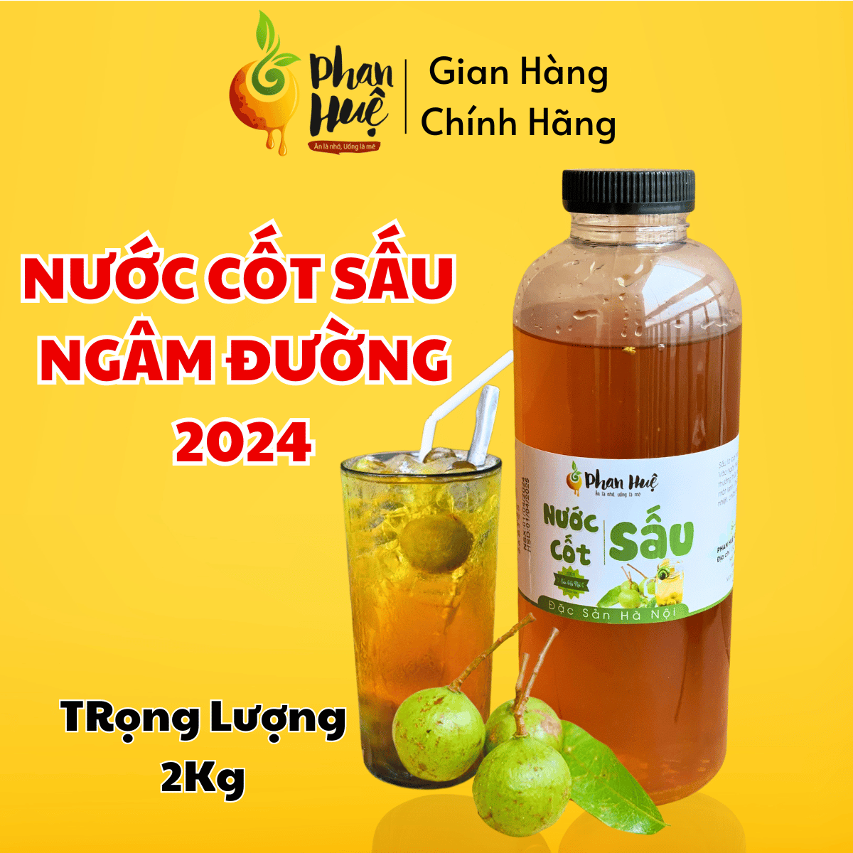 Nước cốt sấu ngâm đường hà nội phan huệ hộp 2kg. vị chua ngọt, thơm nhẹ gừng. đặc sản hà nội. uống là mê