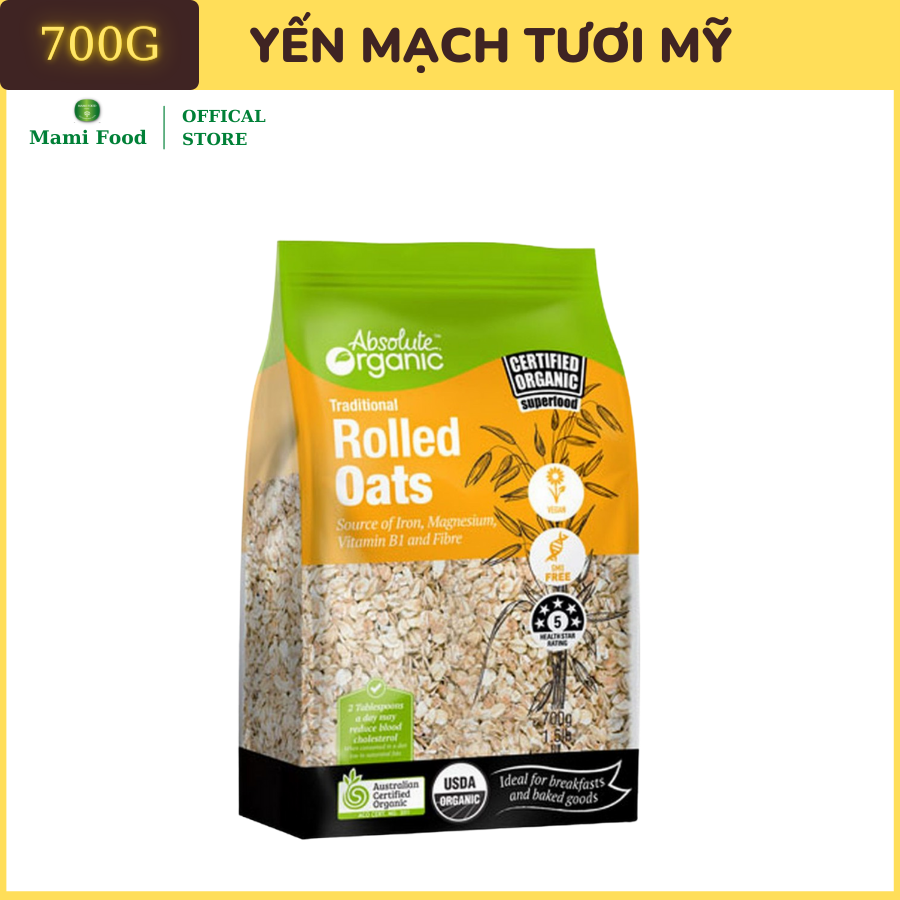 Yến mạch tươi hữu cơ Absolute Organic Rolled Oat - Nhập khẩu Australia