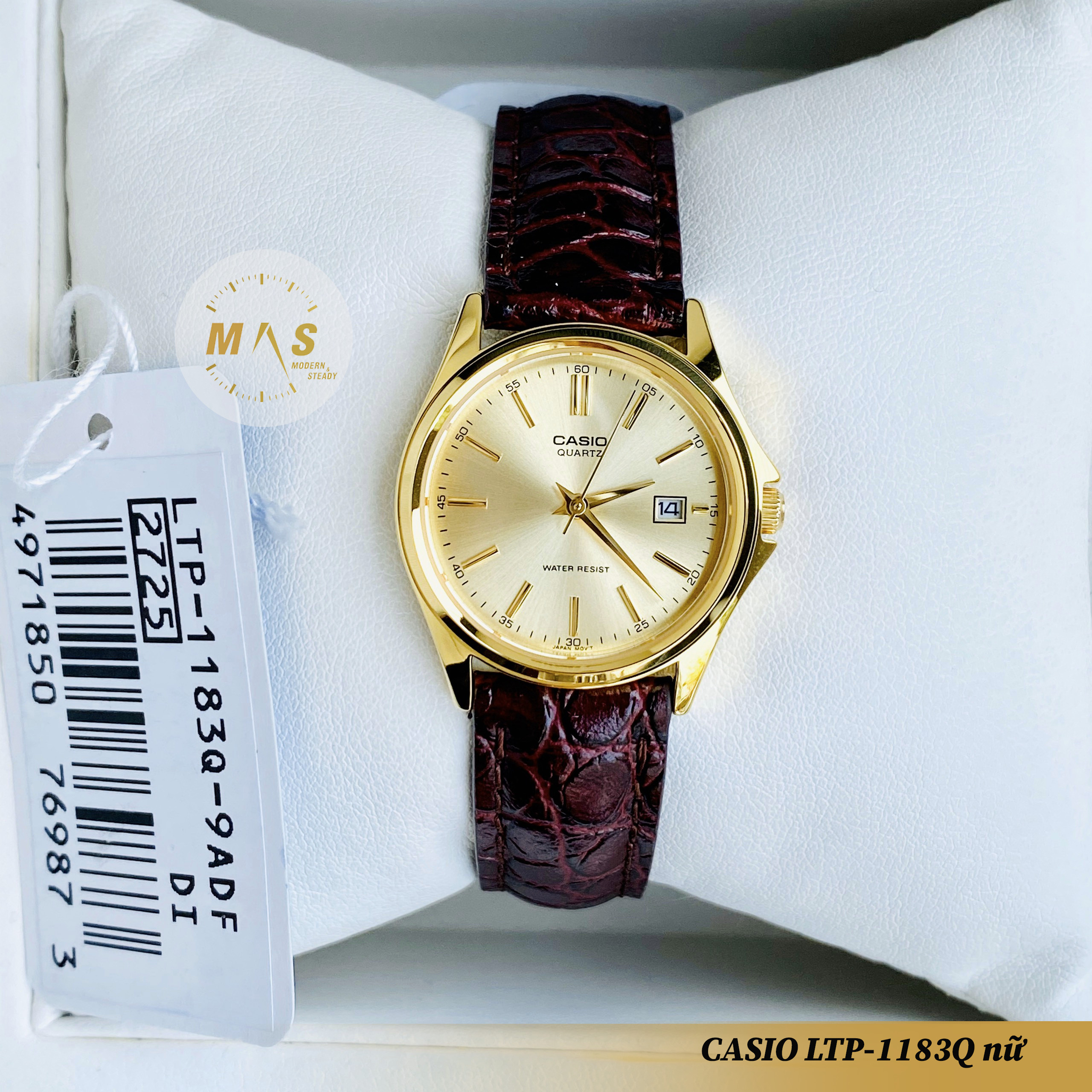 Đồng hồ nữ casio dây da thật kính chống xước chống nước