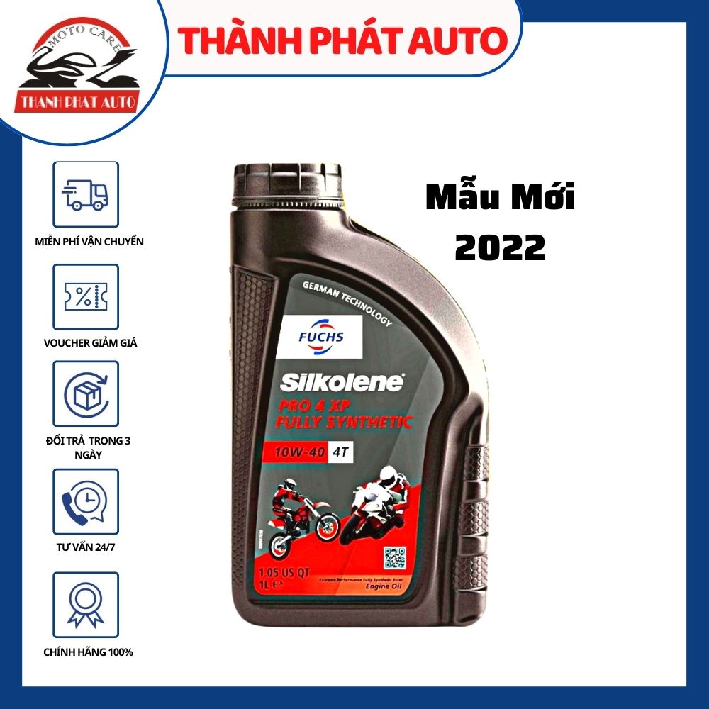 Nhớt tổng hợp cao cấp Fuchs Silkolene Pro 4 10w40 1L chuyên dùng cho xe máy moto xe chạy bốc hơn vận hành êm ái