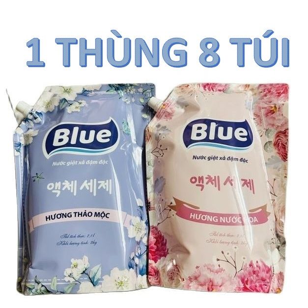 1 Thùng Nước giặt Blue công nghệ Hàn Quốc túi 2100ml - 8 túi ( bao bì mới)