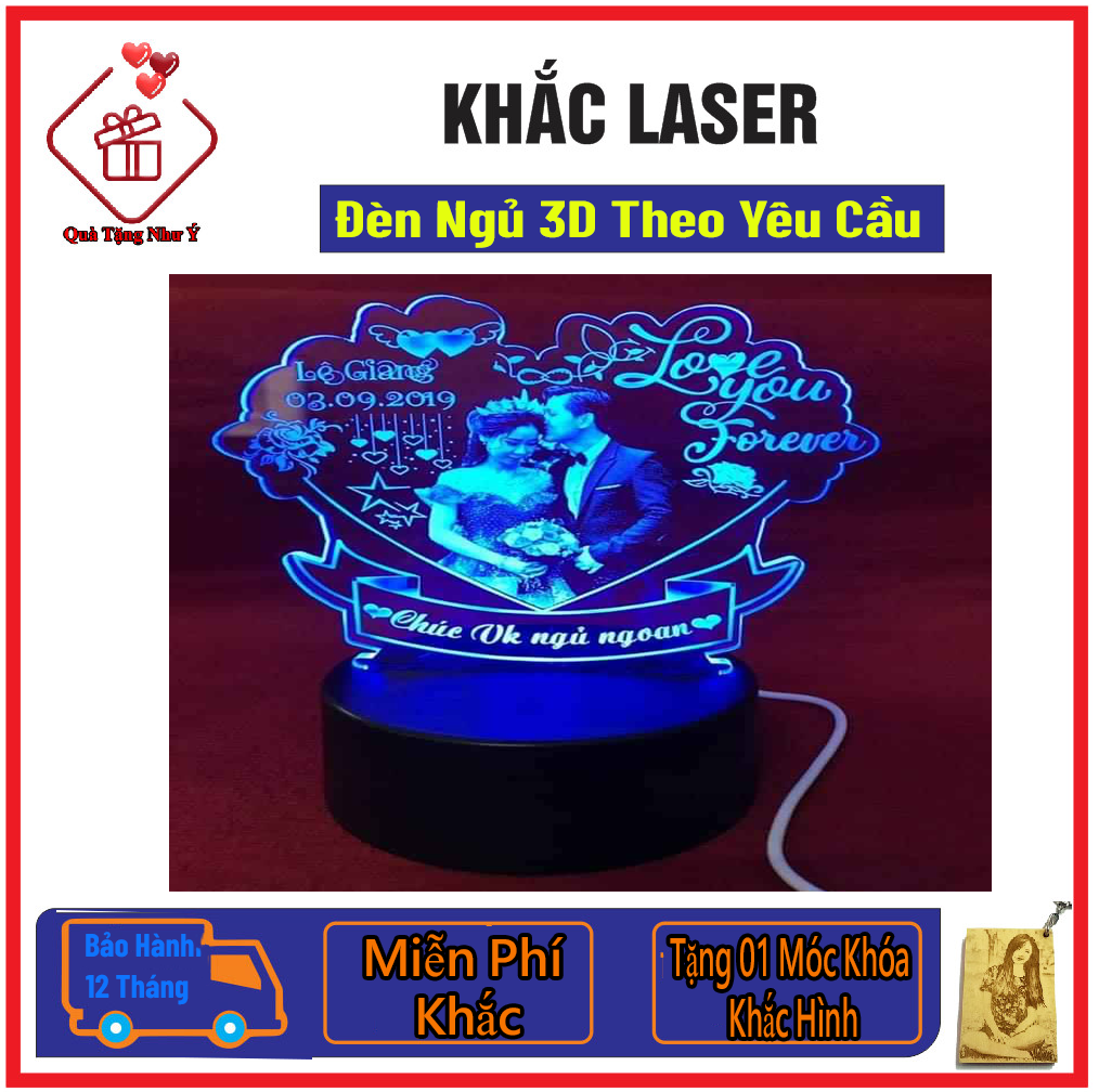 [HCM]Đèn Ngủ 3d Khắc Laze Theo Yêu Cầu - Đèn Khắc Hình Đèn Ngủ In Hình - Đèn Ngủ Làm Quà Tặng