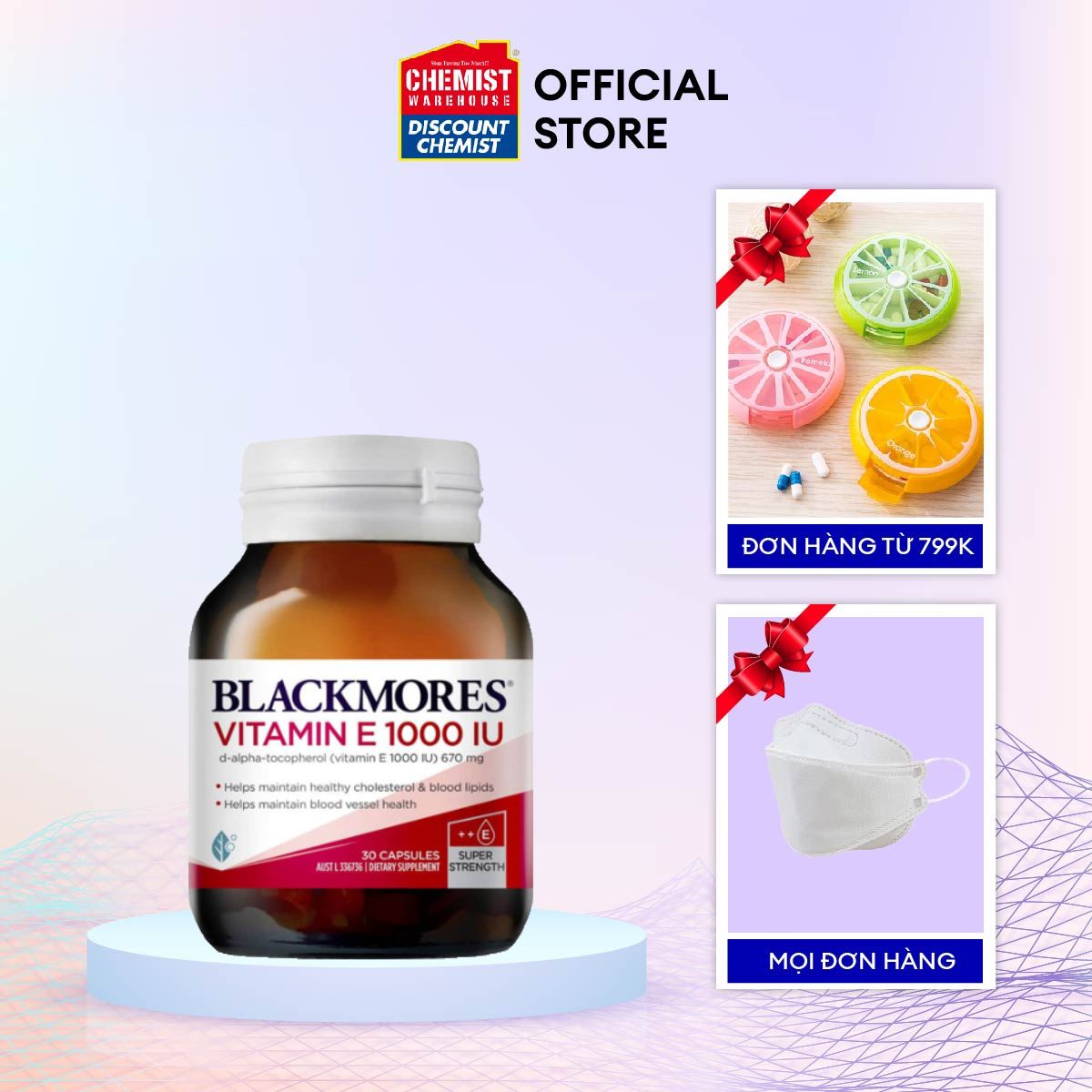 Viên uống bổ sung Vitamin E tự nhiên 1000IU Blackmores Úc giúp dẹp da
