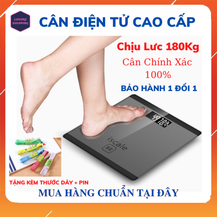 [TẶNG KÈM PIN + THƯỚC DÂY] CÂN ĐIỆN TỬ ISCALE SE MÁY CẢM BIẾN ÁP LỰC ĐỘ NHẠY CAO QUẢN LÝ CÂN NẶNG SỨC KHỎE CỦA BẠN NHỎ GỌN MÀN HÌNH LED HIỂN THỊ CHỮ RÕ RÀNG DỄ DÀNG MANG THEO THÍCH HỢP CHO MỌI GIA ĐÌNH (loại tốt)