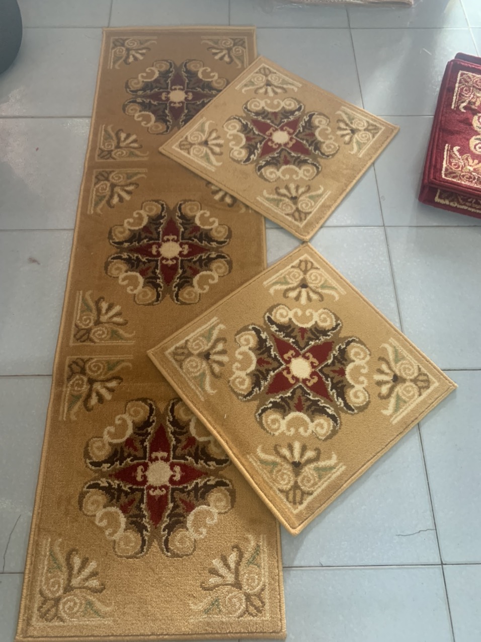 Bộ 3 tấmThảm trải ghế, Thảm trải ghế len dệt, Bộ đệm ghế salon cao cấp hoa văn nổi, Bộ đệm ghế ,thảm lót ghế, Bộ thảm ghế hoa văn cổ điển trang trí phòng khách
