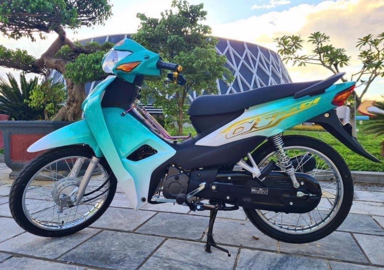 ( Màu Xanh ) Tem Phủ,Trùm Cho Wave 100,110 Chuyển Sắc 2 Màu Cao Cấp Loại Cán 3 Lớp Bóng