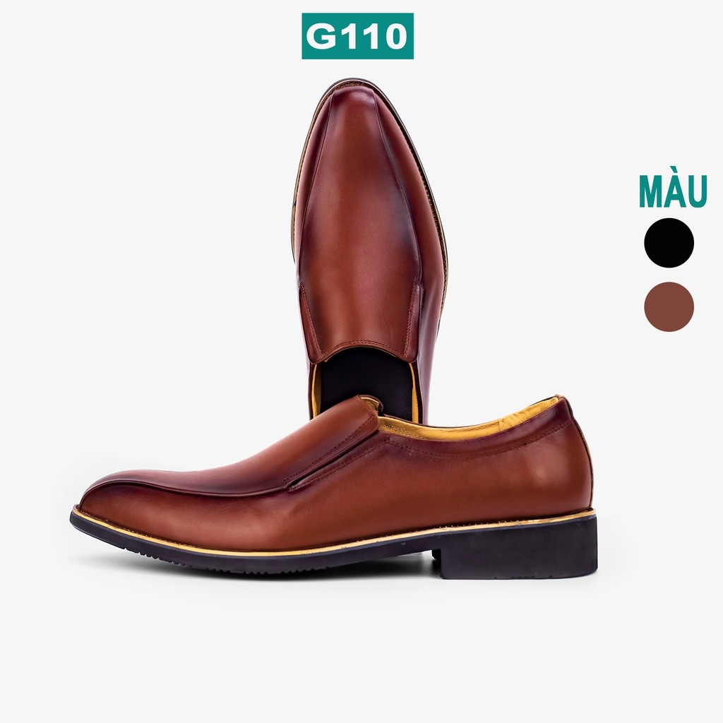 ❡  Giày da nam công sở da bò nappa cao cấp giày lười màu nâu G110- Bụi leather- hộp sang trọng -BH 12 tháng