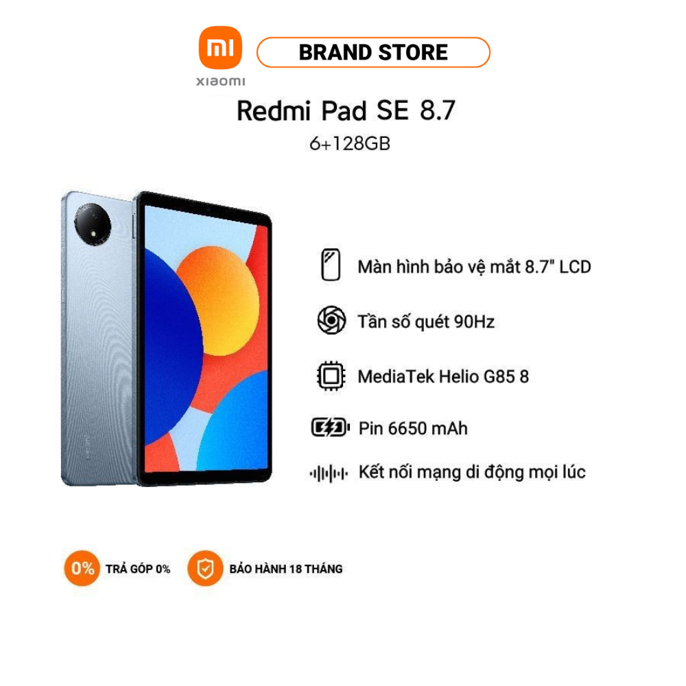 Máy tính bảng Redmi Pad SE 8.7 4G (6+128GB) | LCD 90Hz | MediaTek Helio G85 8 | Pin 6650mAh